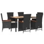 Set de comedor de jardín 7 pzas y cojines ratán sintético negro de , Conjuntos de jardín - Ref: Foro24-3277511, Precio: 887,7...