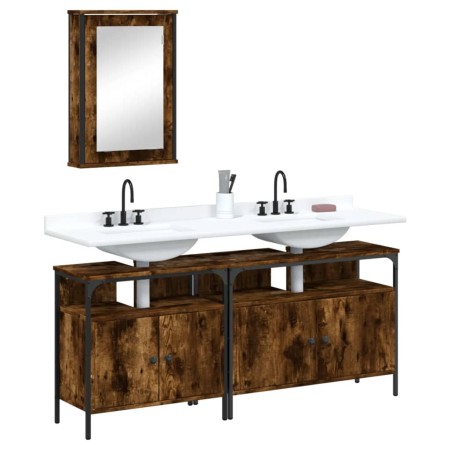 Set de muebles baño 3 pzas madera contrachapada roble ahumado de , Muebles de baño - Ref: Foro24-3214787, Precio: 140,53 €, D...