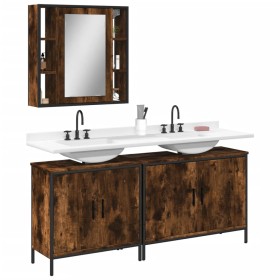 Set de muebles baño 3 pzas madera contrachapada roble ahumado de , Muebles de baño - Ref: Foro24-3214732, Precio: 185,32 €, D...