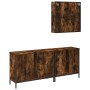 Set de muebles baño 3 pzas madera contrachapada roble ahumado de , Muebles de baño - Ref: Foro24-3214732, Precio: 185,32 €, D...
