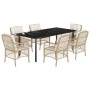 Set comedor de jardín 7 pzas con cojines ratán sintético beige de , Conjuntos de jardín - Ref: Foro24-3212150, Precio: 776,07...