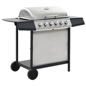 Barbacoa portátil de gas con 6 zonas plateada acero inoxidable de , Barbacoas - Ref: Foro24-276154, Precio: 319,67 €, Descuen...