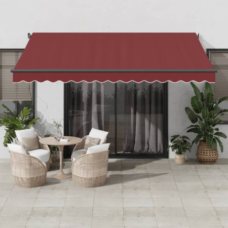 Toldo retráctil manual con luces LED burdeos 400x300 cm de , Toldos - Ref: Foro24-3310187, Precio: 302,83 €, Descuento: %