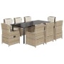 Set comedor de jardín 9 pzas con cojines ratán sintético beige de , Conjuntos de jardín - Ref: Foro24-3262895, Precio: 1,00 €...