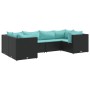 Set muebles de jardín 6 piezas y cojines ratán sintético negro de , Conjuntos de jardín - Ref: Foro24-3308252, Precio: 436,36...