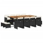 Set comedor de jardín con cojines 13 pzas ratán sintético negro en Conjuntos de jardín | Comprar online en Foru.es