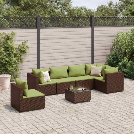 Set muebles de jardín 7 piezas y cojines ratán sintético marrón de , Conjuntos de jardín - Ref: Foro24-3308182, Precio: 532,6...