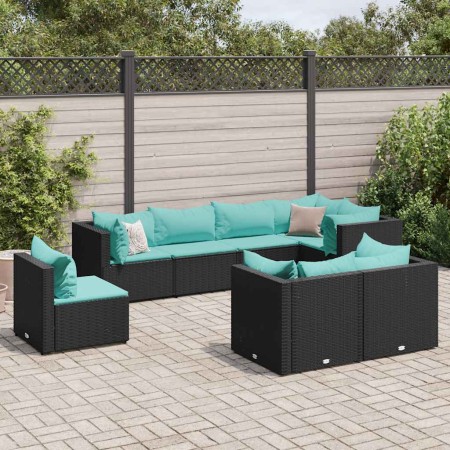 Set de muebles de jardín 8 pzas y cojines ratán sintético negro de , Conjuntos de jardín - Ref: Foro24-3308196, Precio: 609,0...