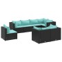 Set de muebles de jardín 8 pzas y cojines ratán sintético negro de , Conjuntos de jardín - Ref: Foro24-3308196, Precio: 609,0...