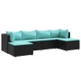 Set muebles de jardín 6 piezas y cojines ratán sintético negro de , Conjuntos de jardín - Ref: Foro24-3308244, Precio: 384,18...