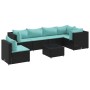 Set de muebles de jardín y cojines 7 pzas ratán sintético negro de , Conjuntos de jardín - Ref: Foro24-3308180, Precio: 489,7...