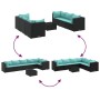 Set de muebles de jardín y cojines 7 pzas ratán sintético negro de , Conjuntos de jardín - Ref: Foro24-3308180, Precio: 489,7...