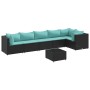 Set de muebles de jardín y cojines 7 pzas ratán sintético negro de , Conjuntos de jardín - Ref: Foro24-3308116, Precio: 489,7...