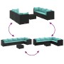 Set de muebles de jardín y cojines 7 pzas ratán sintético negro de , Conjuntos de jardín - Ref: Foro24-3308116, Precio: 489,7...