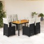 Set de mesa y sillas de jardín 7 pzas y cojines ratán PE negro de , Conjuntos de jardín - Ref: Foro24-3277130, Precio: 898,50...
