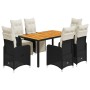 Set de mesa y sillas de jardín 7 pzas y cojines ratán PE negro de , Conjuntos de jardín - Ref: Foro24-3277130, Precio: 898,50...