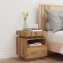 Mesita de noche con luces LED roble artisan 40x39x48,5 cm de , Mesitas de noche - Ref: Foro24-857660, Precio: 72,72 €, Descue...