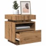 Mesita de noche con luces LED roble artisan 40x39x48,5 cm de , Mesitas de noche - Ref: Foro24-857660, Precio: 72,72 €, Descue...