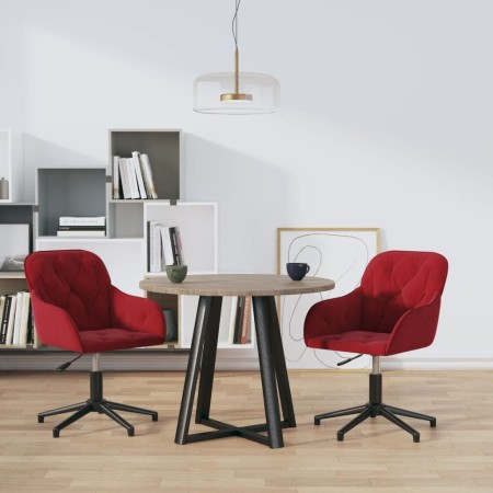 Sillas de comedor giratorias 2 unidades terciopelo rojo tinto de , Sillas de comedor - Ref: Foro24-3103382, Precio: 181,88 €,...