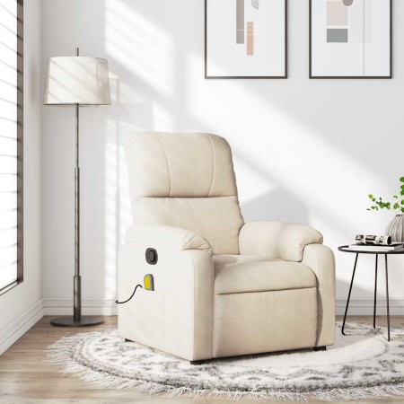 Sillón reclinable de masaje tela de microfibra beige de , Sillones - Ref: Foro24-373461, Precio: 274,96 €, Descuento: -5%%