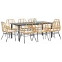Juego comedor jardín 9 pzas cojines ratán sintético marrón de , Conjuntos de jardín - Ref: Foro24-3334561, Precio: 660,28 €, ...