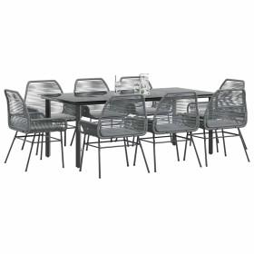 Juego comedor jardín 9 pzas cojines ratán sintético vidrio gris de , Conjuntos de jardín - Ref: Foro24-3334582, Precio: 719,7...