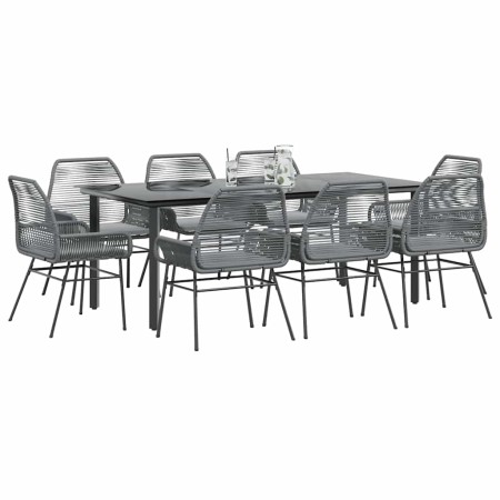 Juego comedor jardín 9 pzas cojines ratán sintético vidrio gris de , Conjuntos de jardín - Ref: Foro24-3334582, Precio: 719,7...