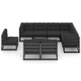 Set de muebles de jardín 10 pzas con cojines madera pino negro de vidaXL, Conjuntos de jardín - Ref: Foro24-3076843, Precio: ...