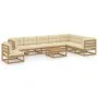 Set de muebles de jardín 9 pzs cojines madera pino marrón miel de vidaXL, Conjuntos de jardín - Ref: Foro24-3076832, Precio: ...