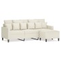 Sofá de 3 plazas con taburete de terciopelo crema 180 cm de , Sofás - Ref: Foro24-3201115, Precio: 345,90 €, Descuento: -5%%
