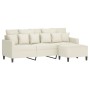 Sofá de 3 plazas con taburete de terciopelo crema 180 cm de , Sofás - Ref: Foro24-3201115, Precio: 345,90 €, Descuento: -5%%