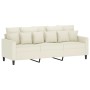 Sofá de 3 plazas con taburete de terciopelo crema 180 cm de , Sofás - Ref: Foro24-3201115, Precio: 345,90 €, Descuento: -5%%
