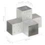 Conector de postes en forma de X metal galvanizado 101x101 mm de , Postes de cerca - Ref: Foro24-145483, Precio: 42,57 €, Des...