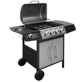 Barbacoa grill de gas 4+1 zonas de cocinado negra y plateada de , Barbacoas - Ref: Foro24-273790, Precio: 313,28 €, Descuento: %