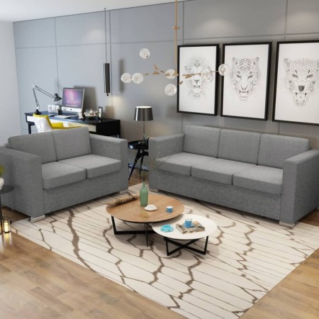 Conjunto de sofás 2 unidades tela gris claro en Sofás | Comprar online en Foru.es