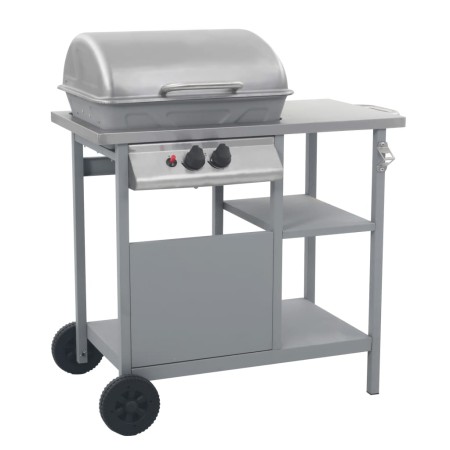 Barbacoa portátil de gas con mesita de 3 estantes plateado de , Barbacoas - Ref: Foro24-3051184, Precio: 172,36 €, Descuento:...