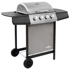 Barbacoa de gas con 4 fogones negro y plateado de , Barbacoas - Ref: Foro24-3053624, Precio: 189,15 €, Descuento: -5%%
