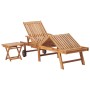 Tumbona con mesa y cojín madera maciza de teca de , Tumbonas - Ref: Foro24-3063031, Precio: 298,91 €, Descuento: %
