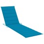 Tumbona con cojín azul madera maciza de teca de , Tumbonas - Ref: Foro24-3063010, Precio: 273,91 €, Descuento: %