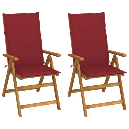 Sillas de jardín reclinables 2 uds madera maciza acacia cojines de , Sillas de jardín - Ref: Foro24-3064068, Precio: 172,69 €...
