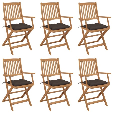 Sillas de jardín plegables 6 uds y cojines madera maciza acacia de , Sillas de jardín - Ref: Foro24-3065484, Precio: 331,79 €...