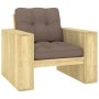 Silla de jardín y cojines gris taupe madera pino impregnada de , Sillas de jardín - Ref: Foro24-3065749, Precio: 179,20 €, De...