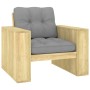 Silla de jardín y cojines gris madera pino impregnada de , Sillas de jardín - Ref: Foro24-3065742, Precio: 179,20 €, Descuent...