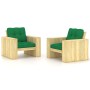 Sillas de jardín cojines 2 uds verde madera de pino impregnada de , Sillas de jardín - Ref: Foro24-3065794, Precio: 395,03 €,...