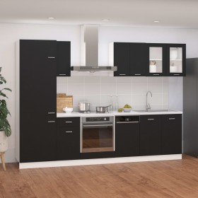 Juego de muebles de cocina 8 piezas madera de ingeniería negro de , Armarios de cocina - Ref: Foro24-3067640, Precio: 513,02 ...