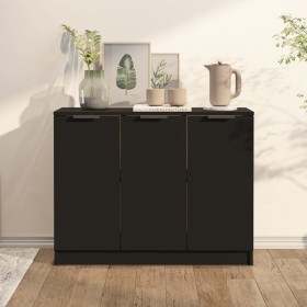 Aparador de madera contrachapada negro 90,5x30x70 cm de , Aparadores - Ref: Foro24-811188, Precio: 80,80 €, Descuento: -5%%
