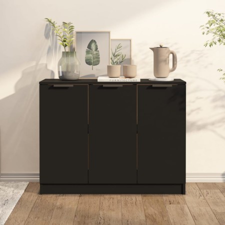 Aparador de madera contrachapada negro 90,5x30x70 cm de , Aparadores - Ref: Foro24-811188, Precio: 80,80 €, Descuento: -5%%