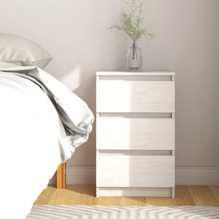 Mesita de noche madera maciza de pino blanca 40x29,5x64 cm de , Mesitas de noche - Ref: Foro24-808085, Precio: 67,97 €, Descu...
