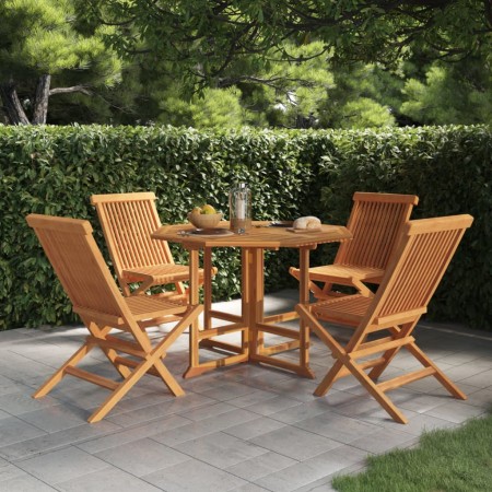 Set de comedor de jardín plegable 5 pzas madera maciza de teca de , Conjuntos de jardín - Ref: Foro24-3096573, Precio: 478,03...