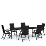 Juego de comedor para jardín 7 piezas negro de , Conjuntos de jardín - Ref: Foro24-3099111, Precio: 555,79 €, Descuento: -5%%